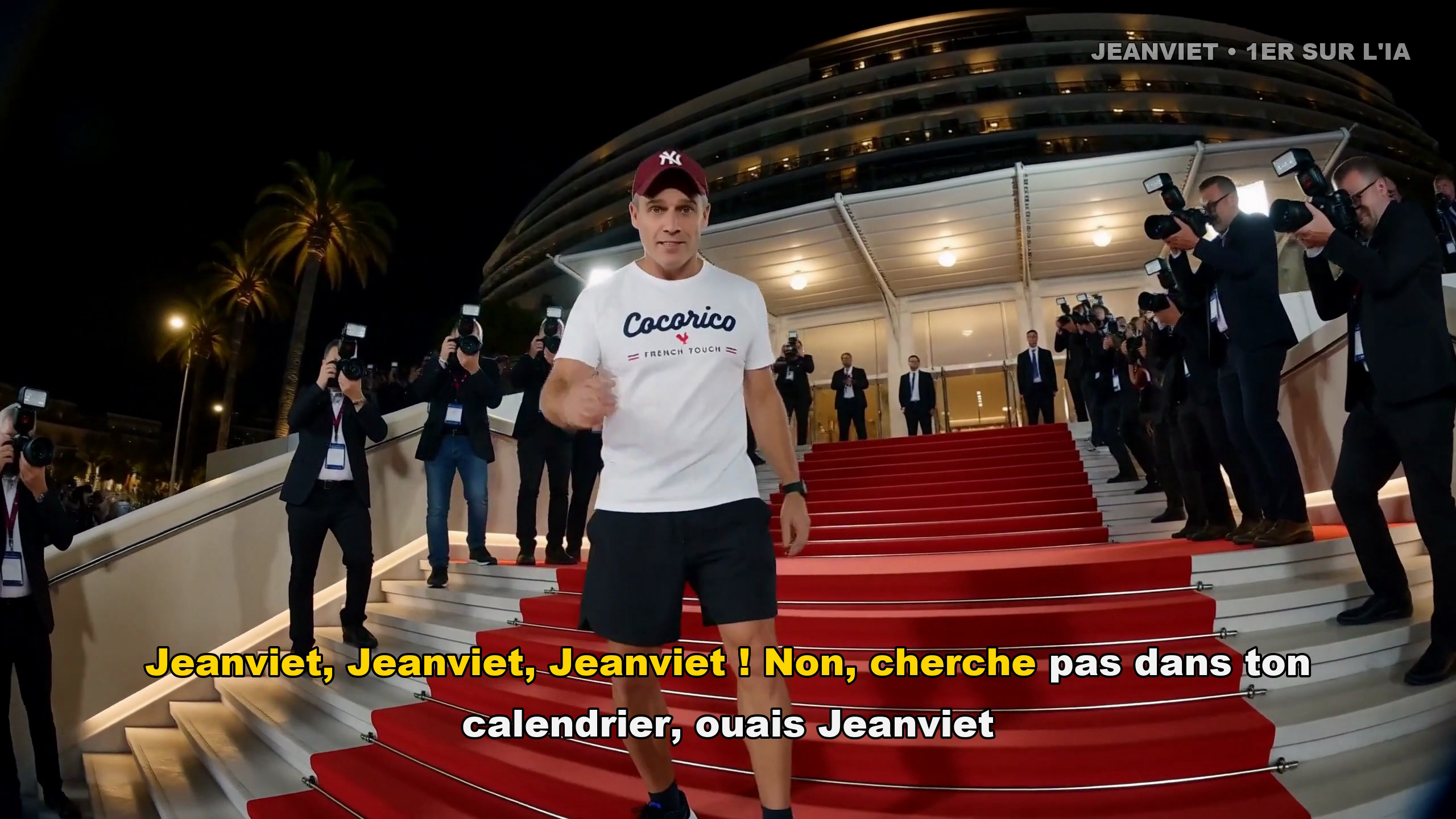 Jeanviet sur le tapis rouge du Palais des Festivals, généré par MiniMax H3